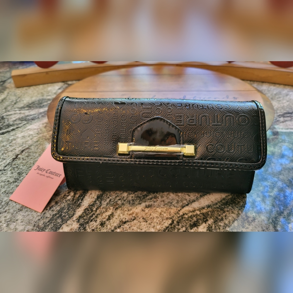 SOLD: NWT Juicy Couture Flap Clutch - Black - GET IT NOW FOR $27